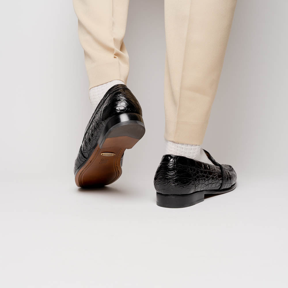 Alan Payne Franco II Genuine Crocodile Loafers Black