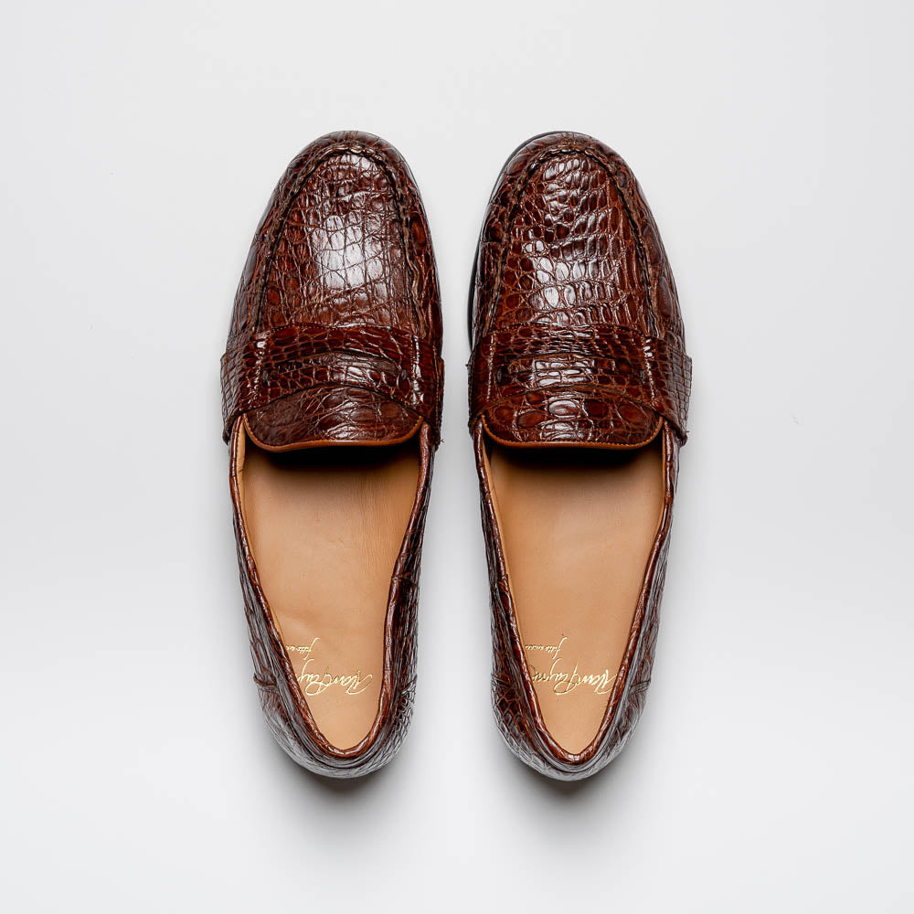 Alan Payne Franco Crocodile Penny Loafers Honey