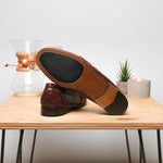 Alan Payne Franco Crocodile Penny Loafers Honey