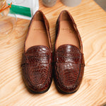 Alan Payne Franco Crocodile Penny Loafers Honey