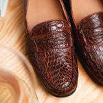 Alan Payne Franco Crocodile Penny Loafers Honey