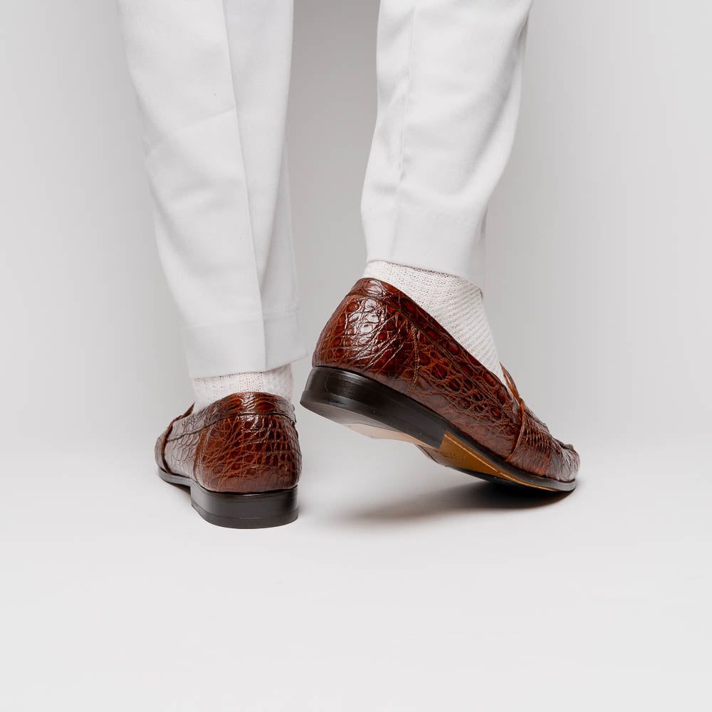 Alan Payne Franco Crocodile Penny Loafers Honey