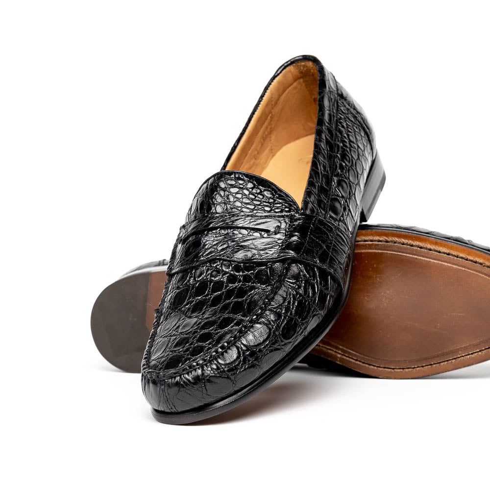 Alan Payne Franco II Genuine Crocodile Loafers Black