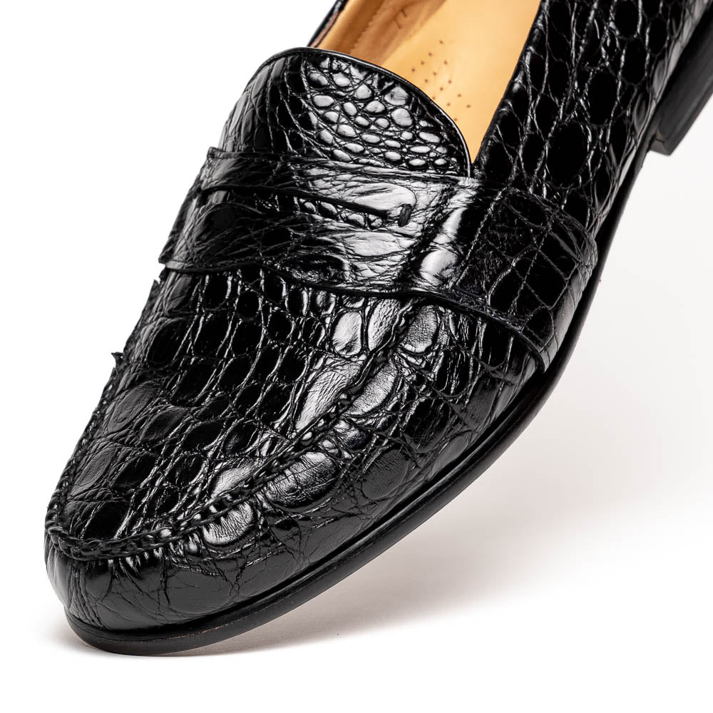 Alan Payne Franco II Genuine Crocodile Loafers Black