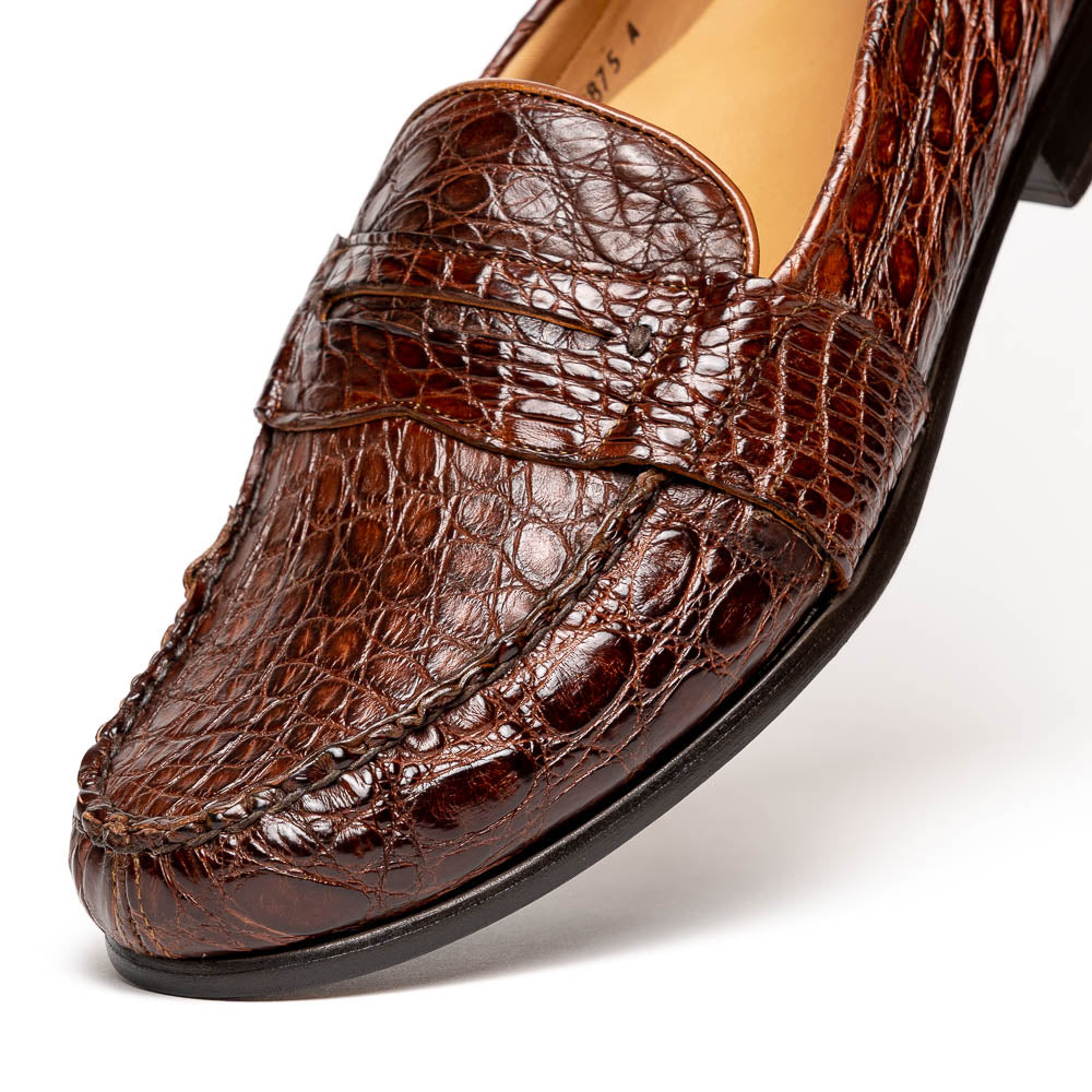 Alan Payne Franco Crocodile Penny Loafers Honey