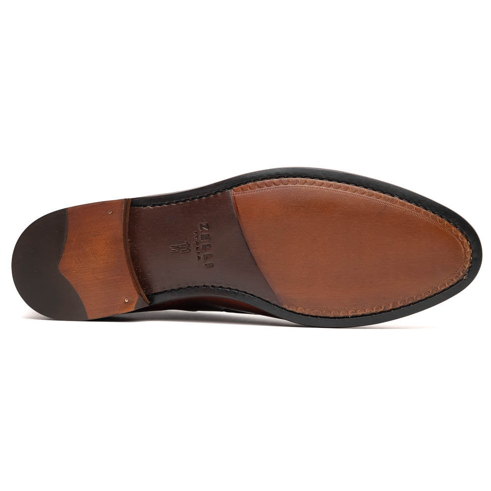 Zelli Franco Calfskin Hand Painted Tassel Loafers Cognac (15-586-CGN)