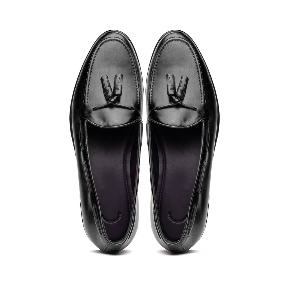 Zelli Franco Calfskin Hand Painted Tassel Loafers Black (15-586-BLK)