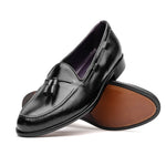 Zelli Franco Calfskin Hand Painted Tassel Loafers Black (15-586-BLK)
