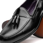 Zelli Franco Calfskin Hand Painted Tassel Loafers Black (15-586-BLK)