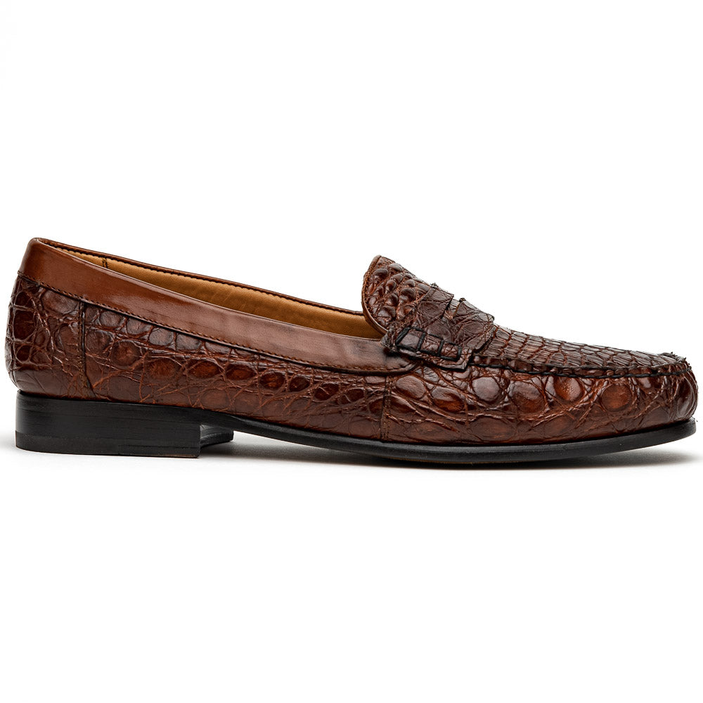 Alan Payne Franco II Crocodile Penny Loafers Honey