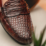 Alan Payne Franco II Crocodile Penny Loafers Honey