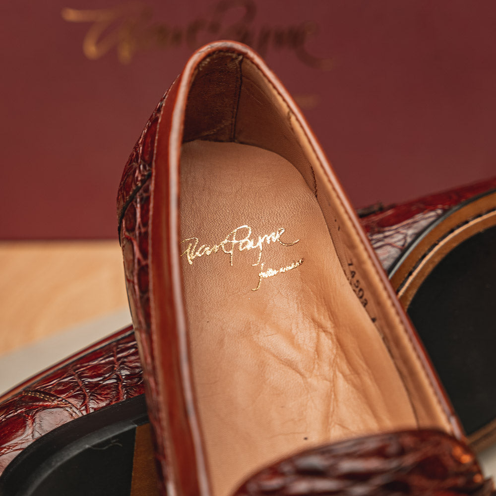 Alan Payne Franco II Crocodile Penny Loafers Honey