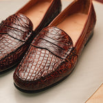 Alan Payne Franco II Crocodile Penny Loafers Honey