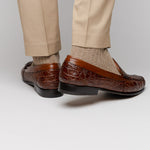 Alan Payne Franco II Crocodile Penny Loafers Honey