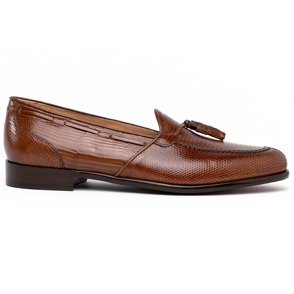 Zelli Franco Lizard Tassel Loafers Cognac