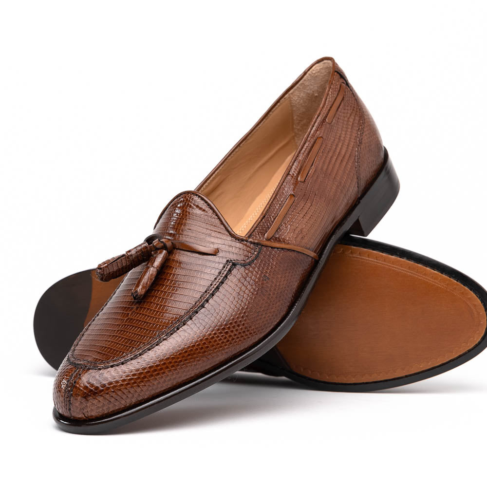 Zelli Franco Lizard Tassel Loafers Cognac (14-580-CGN)