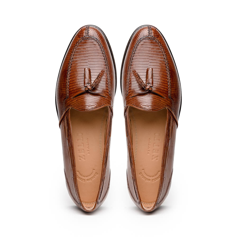 Zelli Franco Lizard Tassel Loafers Cognac (14-580-CGN)