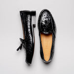Zelli Franco Ostrich Tassel Loafers Black (13-581-BLK)