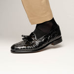 Zelli Franco Ostrich Tassel Loafers Black (13-581-BLK)