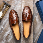 Zelli Franco Ostrich Tassel Loafers Brown