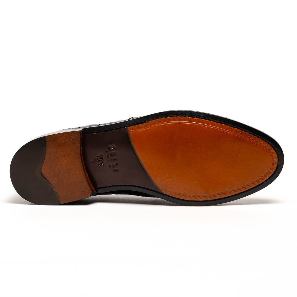 Zelli Franco Ostrich Tassel Loafers Black (13-581-BLK)