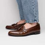 Zelli Franco Ostrich Tassel Loafers Brown
