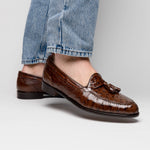 Zelli Franco Ostrich Tassel Loafers Brown