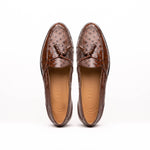 Zelli Franco Ostrich Tassel Loafers Brown