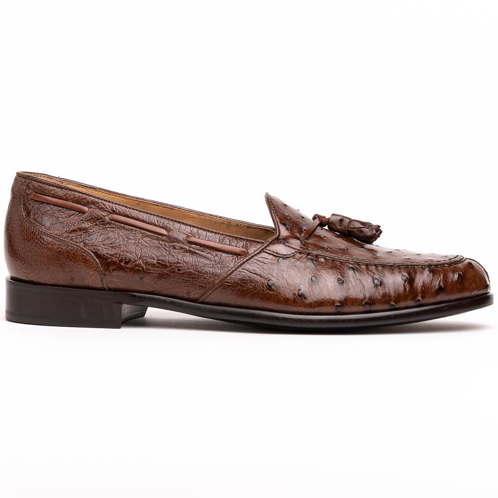 Zelli Franco Ostrich Tassel Loafers Brown