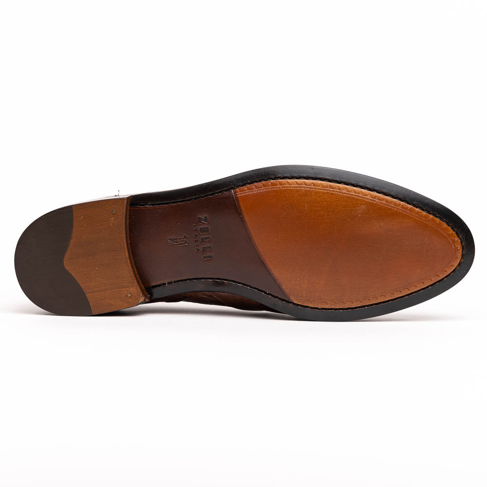 Zelli Franco Ostrich Tassel Loafers Brown