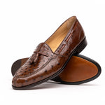 Zelli Franco Ostrich Tassel Loafers Brown