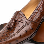 Zelli Franco Ostrich Tassel Loafers Brown