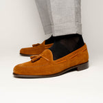  Zelli Franco Suede Tassel Loafers Tobacco