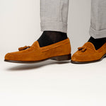  Zelli Franco Suede Tassel Loafers Tobacco