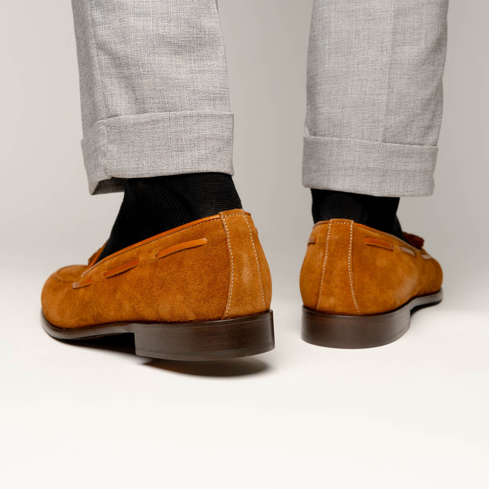 Zelli Franco Suede Tassel Loafers Tobacco (16-583-TAB)