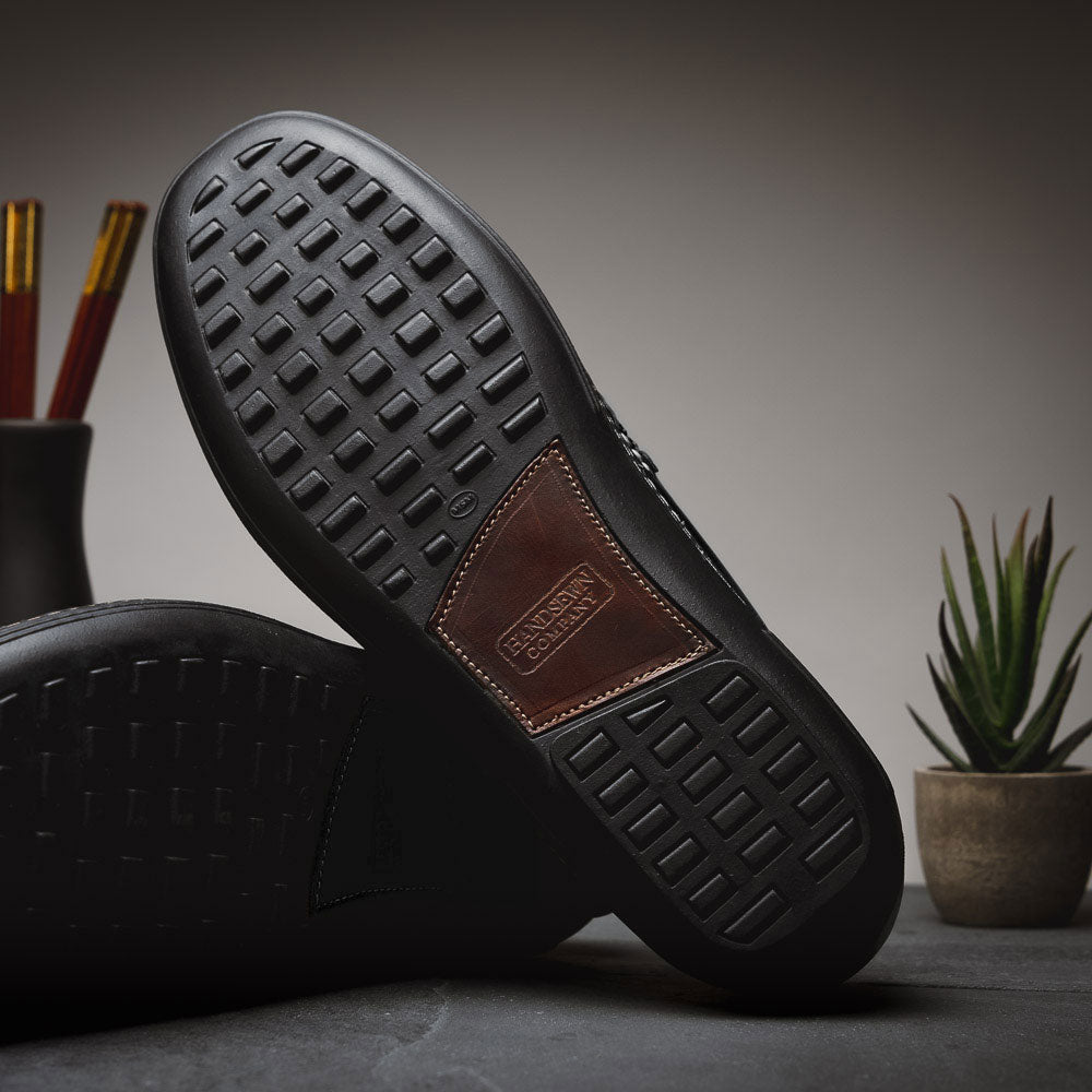 Handsewn Shoe Co. Fringe Monk Drivers Black / Brown