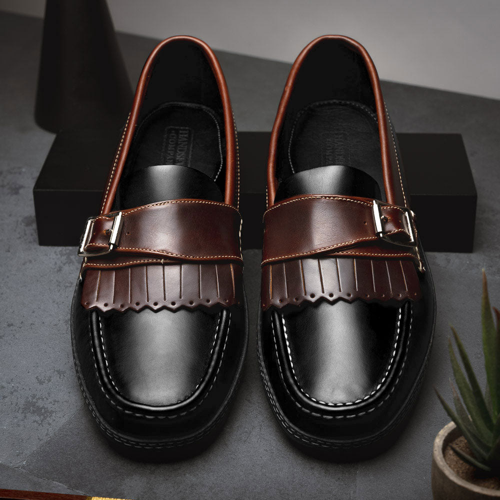 Handsewn Shoe Co. Fringe Monk Drivers Black / Brown
