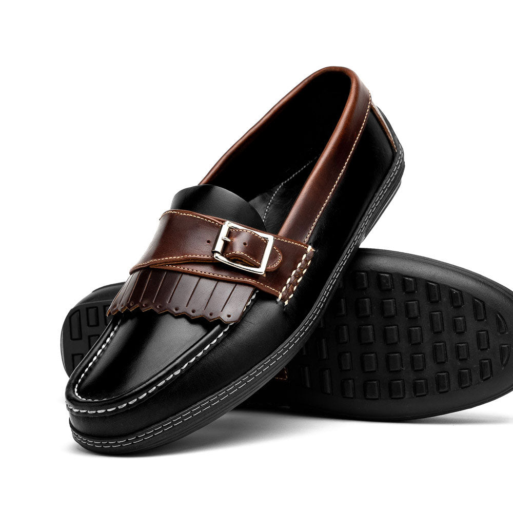 Handsewn Shoe Co. Fringe Monk Drivers Black / Brown