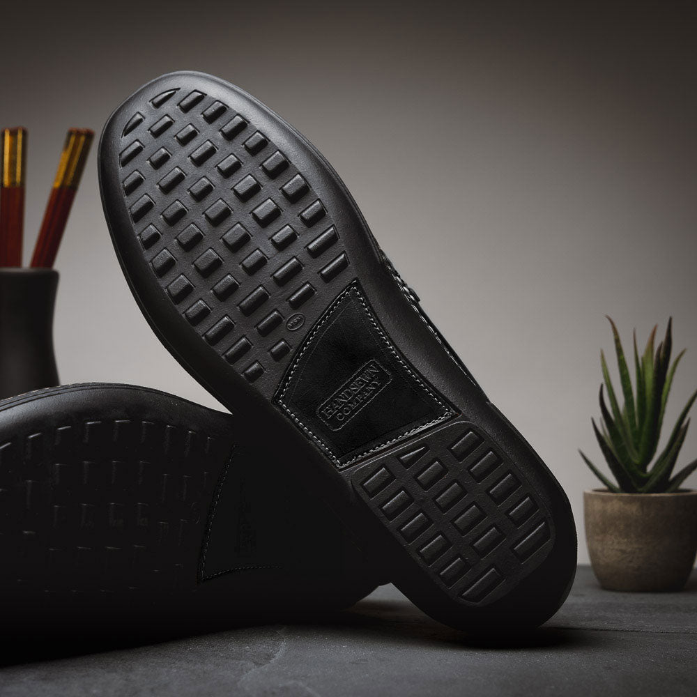 Handsewn Shoe Co. Fringe Monk Drivers Black