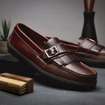 Handsewn Shoe Co. Fringe Monk Drivers Dark Brown