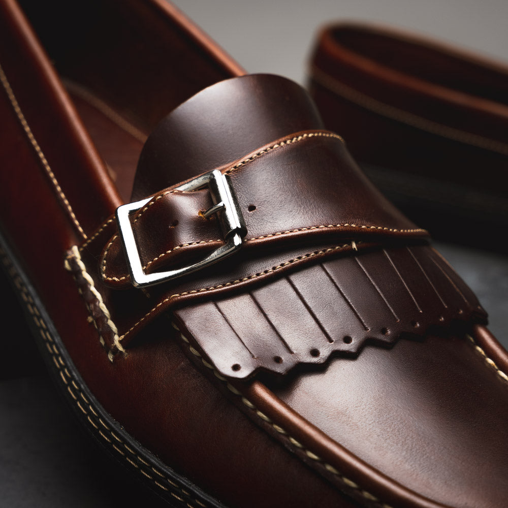 Handsewn Shoe Co. Fringe Monk Drivers Dark Brown