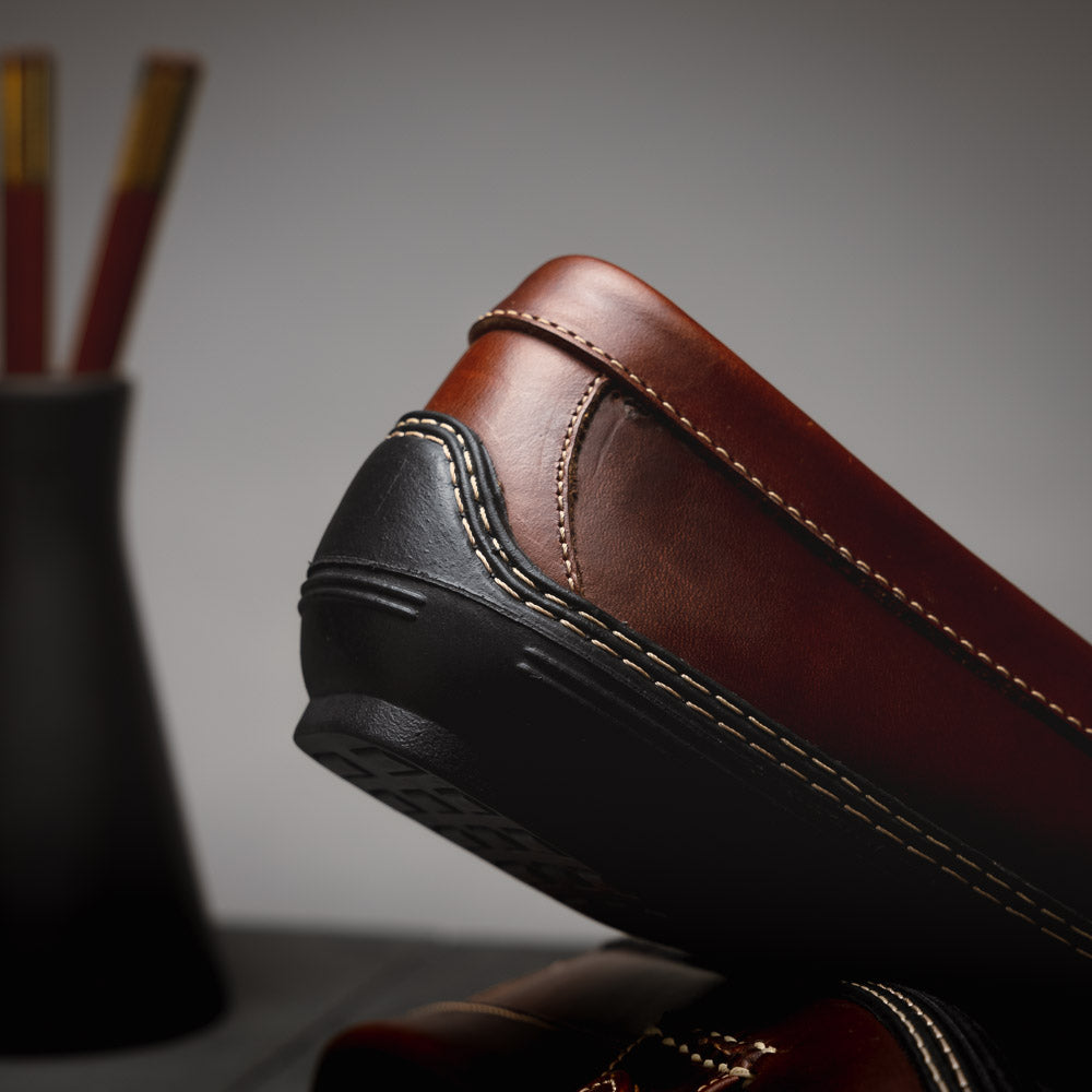 Handsewn Shoe Co. Fringe Monk Drivers Dark Brown
