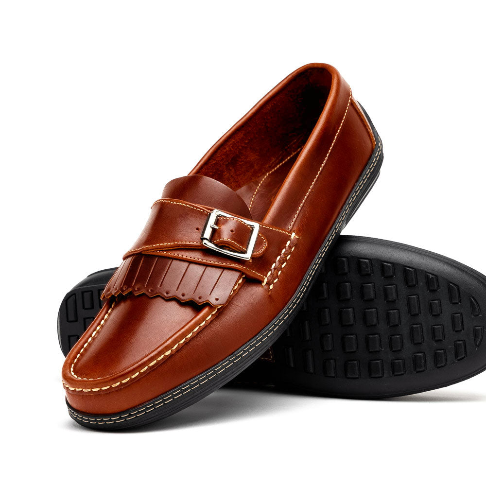 Handsewn Shoe Co. Fringe Monk Drivers Brown