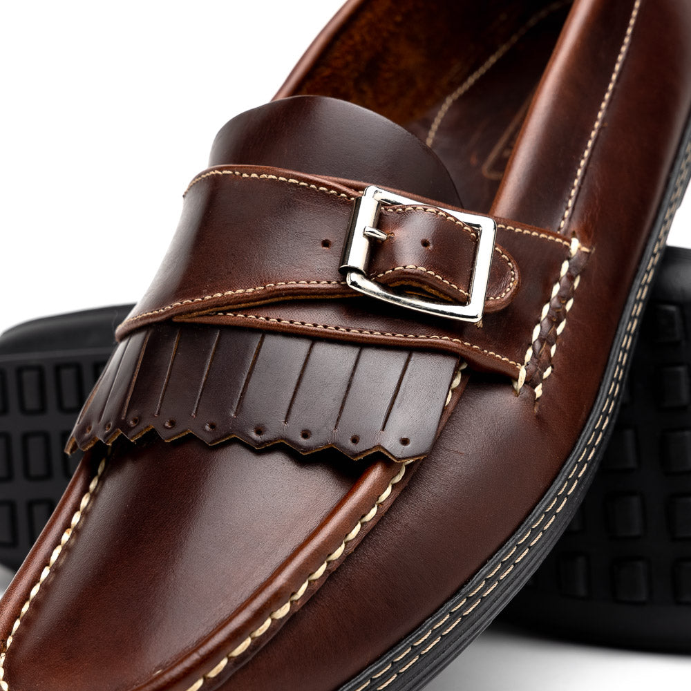Handsewn Shoe Co. Fringe Monk Drivers Dark Brown