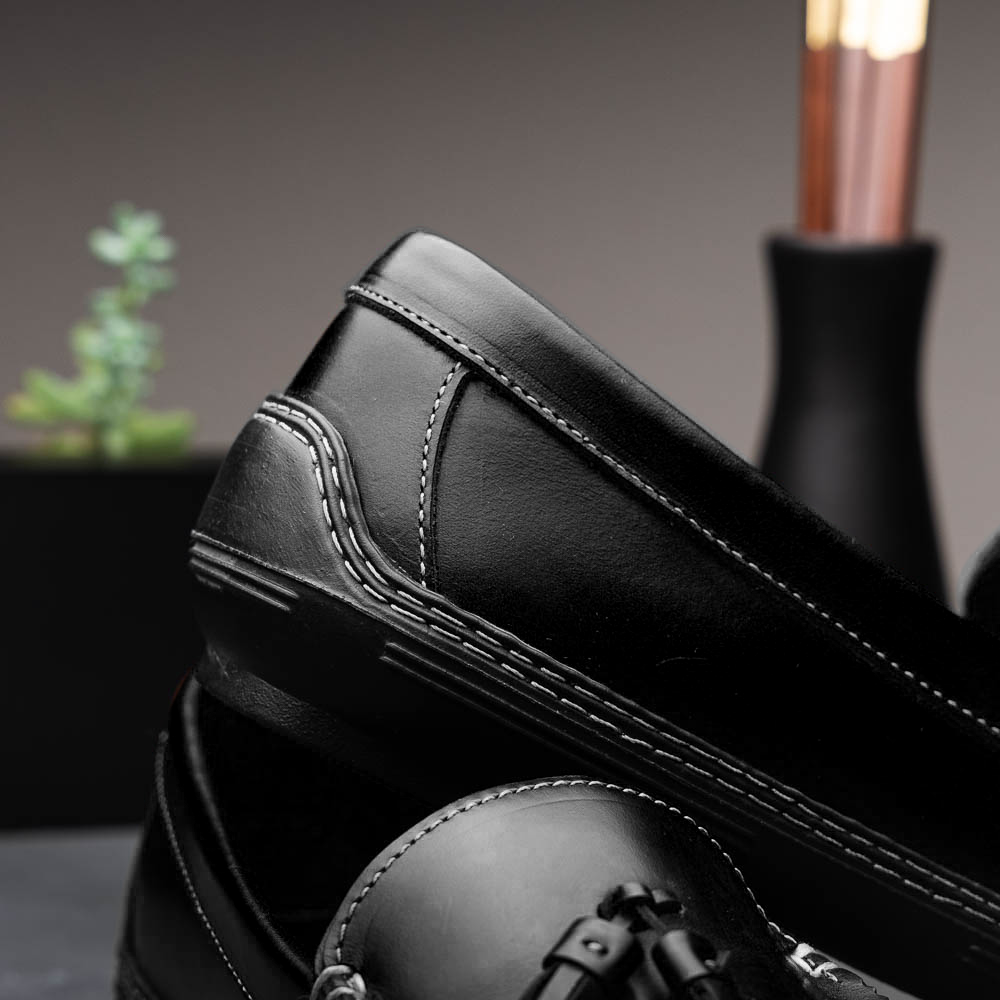 Handsewn Shoe Co. Fringe Tassel Driving Loafers Black
