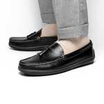 Handsewn Shoe Co. Fringe Tassel Driving Loafers Black