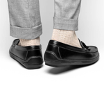 Handsewn Shoe Co. Fringe Tassel Driving Loafers Black