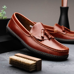 Handsewn Shoe Co. Fringe Tassel Driving Loafers Brown