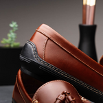 Handsewn Shoe Co. Fringe Tassel Driving Loafers Brown