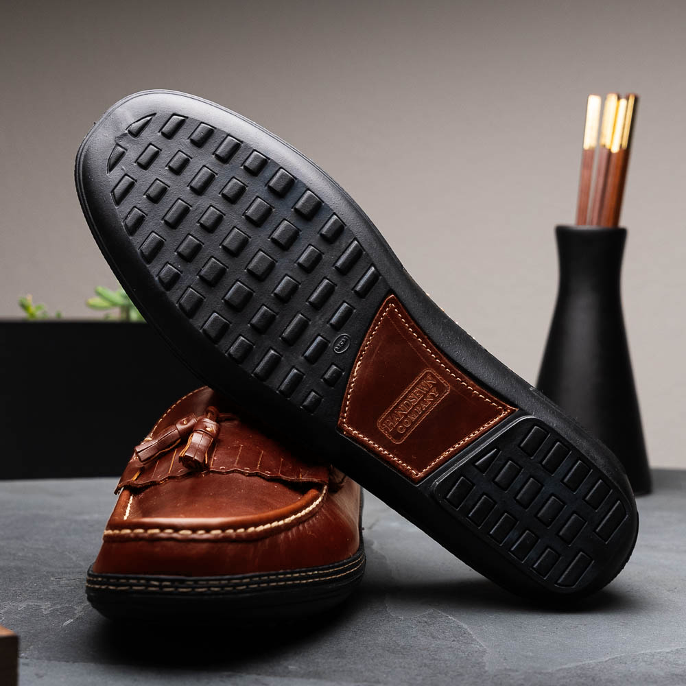 Handsewn Shoe Co. Fringe Tassel Driving Loafers Brown